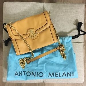 ANTONIO MELANI camel soft leather crossbody purse